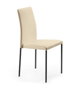 Alu, Moderner stapelbarer Stuhl, Metall und Leder, fr Aufenthalt